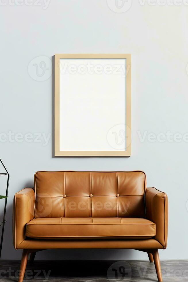 Simple frame mock up with sofa in a modern contemporary design AI Generated photo