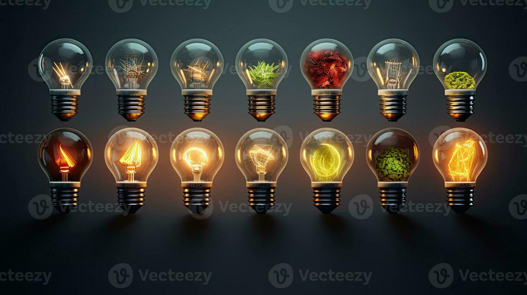 Recycling light bulb collection in a theme of eco friendly and conscious consumption AI Generated photo