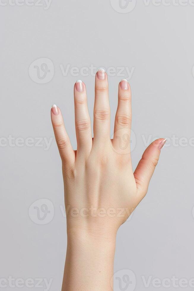 Woman backhand or Back of the hand try to signal to stop AI Generated photo