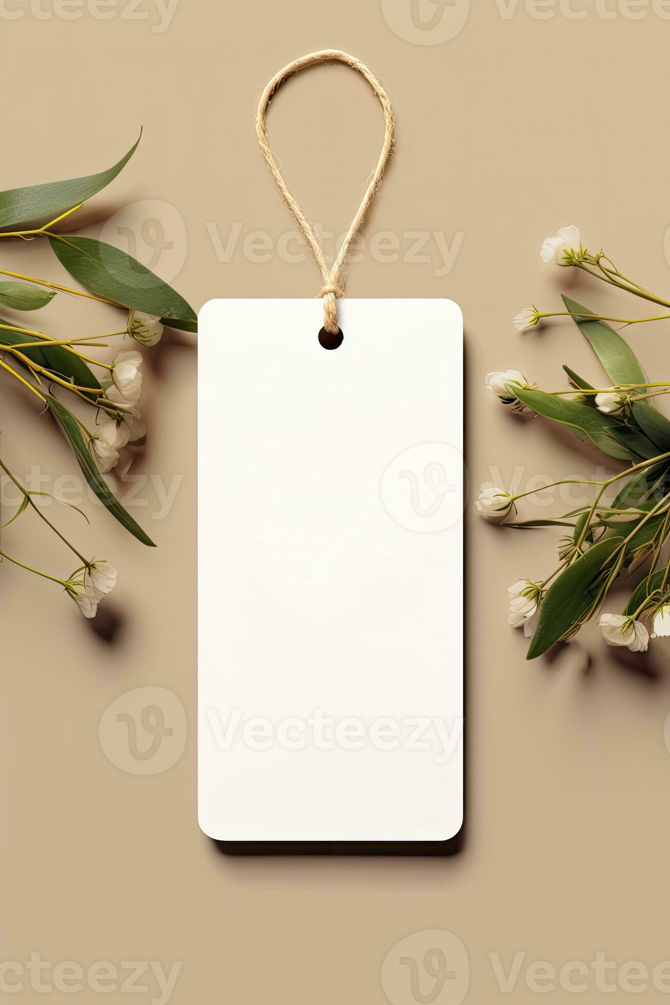 Minimalist empty wedding gift tag mockup or thank you tag template AI