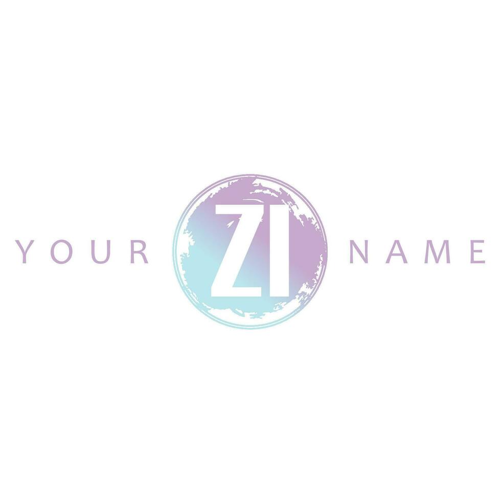 ZI Initial Logo Watercolor Vector Design