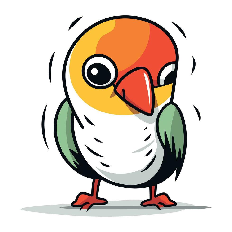 Cute cartoon parrot. Vector illustration isolated on white background.