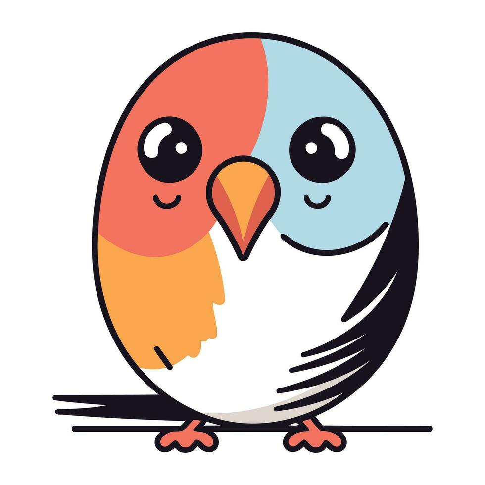 Cute cartoon bird isolated on a white background. Vector illustration.