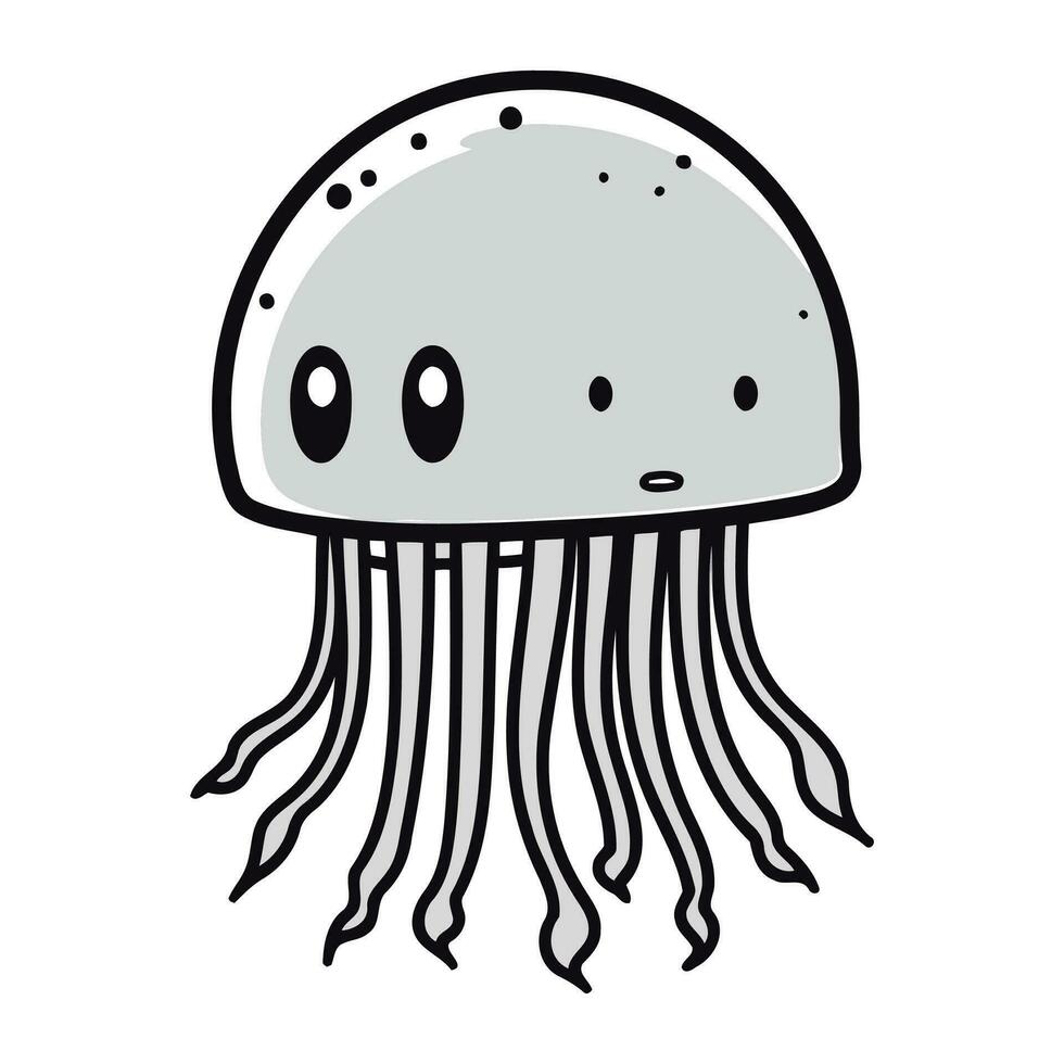Cute cartoon jellyfish. Vector illustration on a white background.