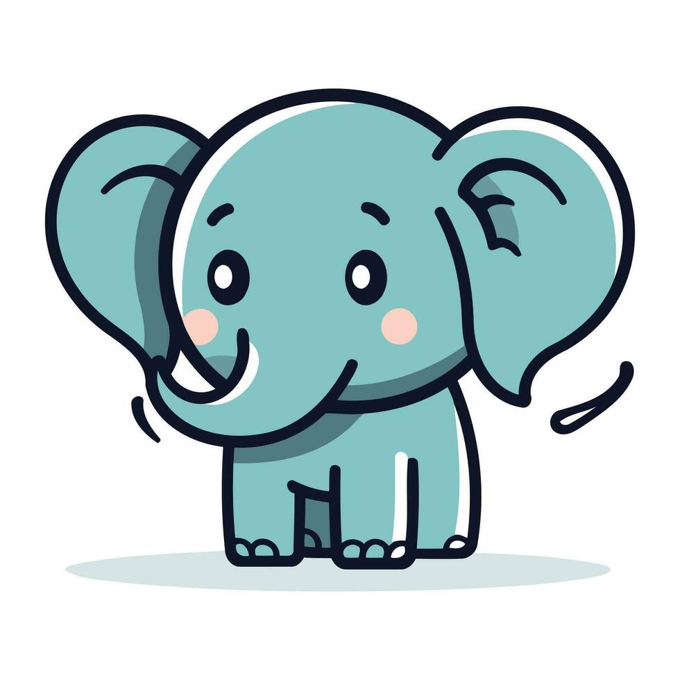 Cute cartoon elephant. Vector illustration in a flat cartoon style.