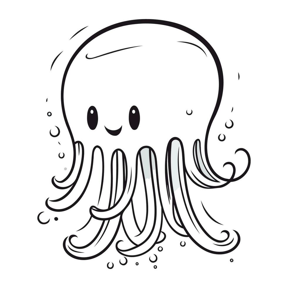 Illustration of a cute cartoon jellyfish on a white background. vector