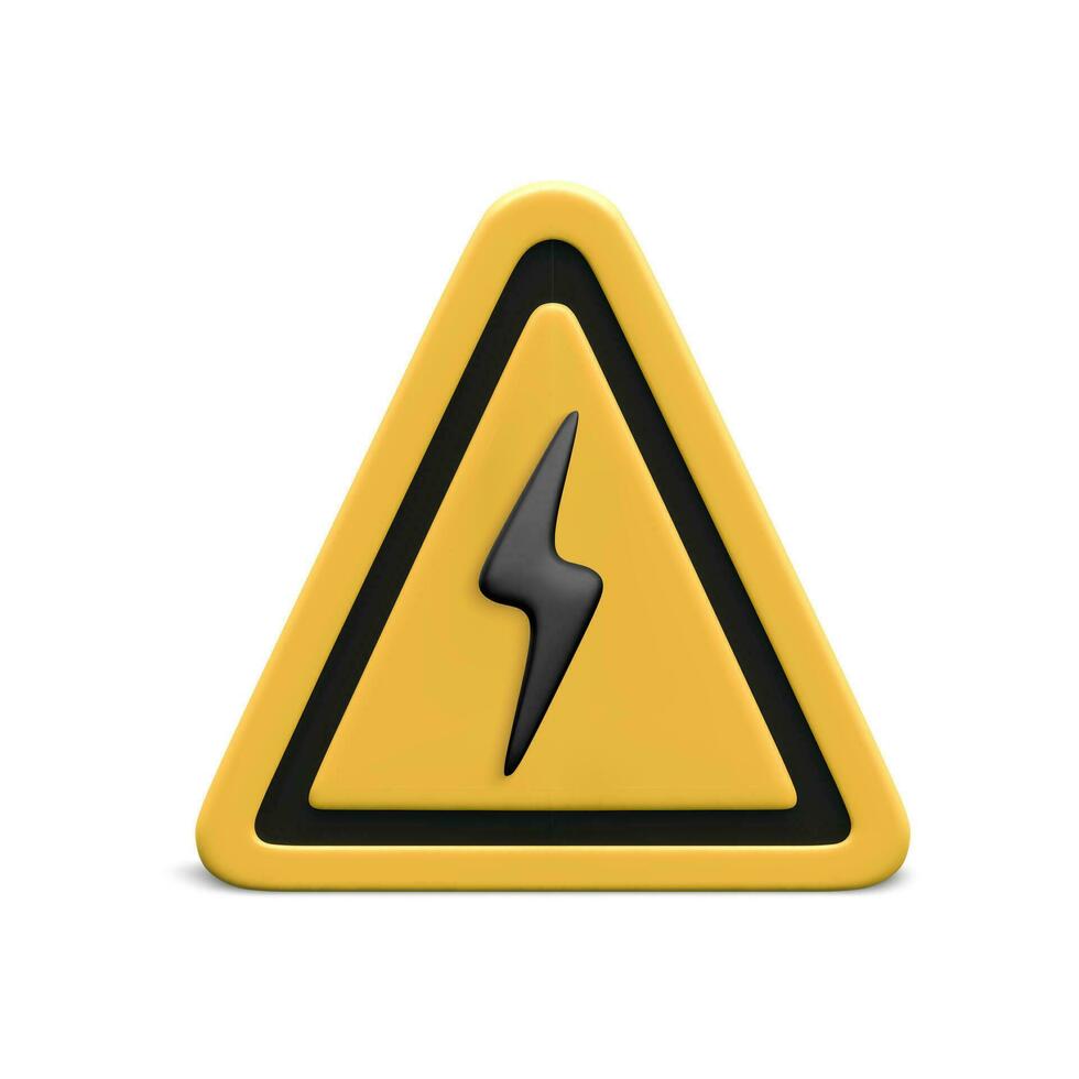 3d realistic high voltage icon isolated on white background. Danger sign. Vector illustration