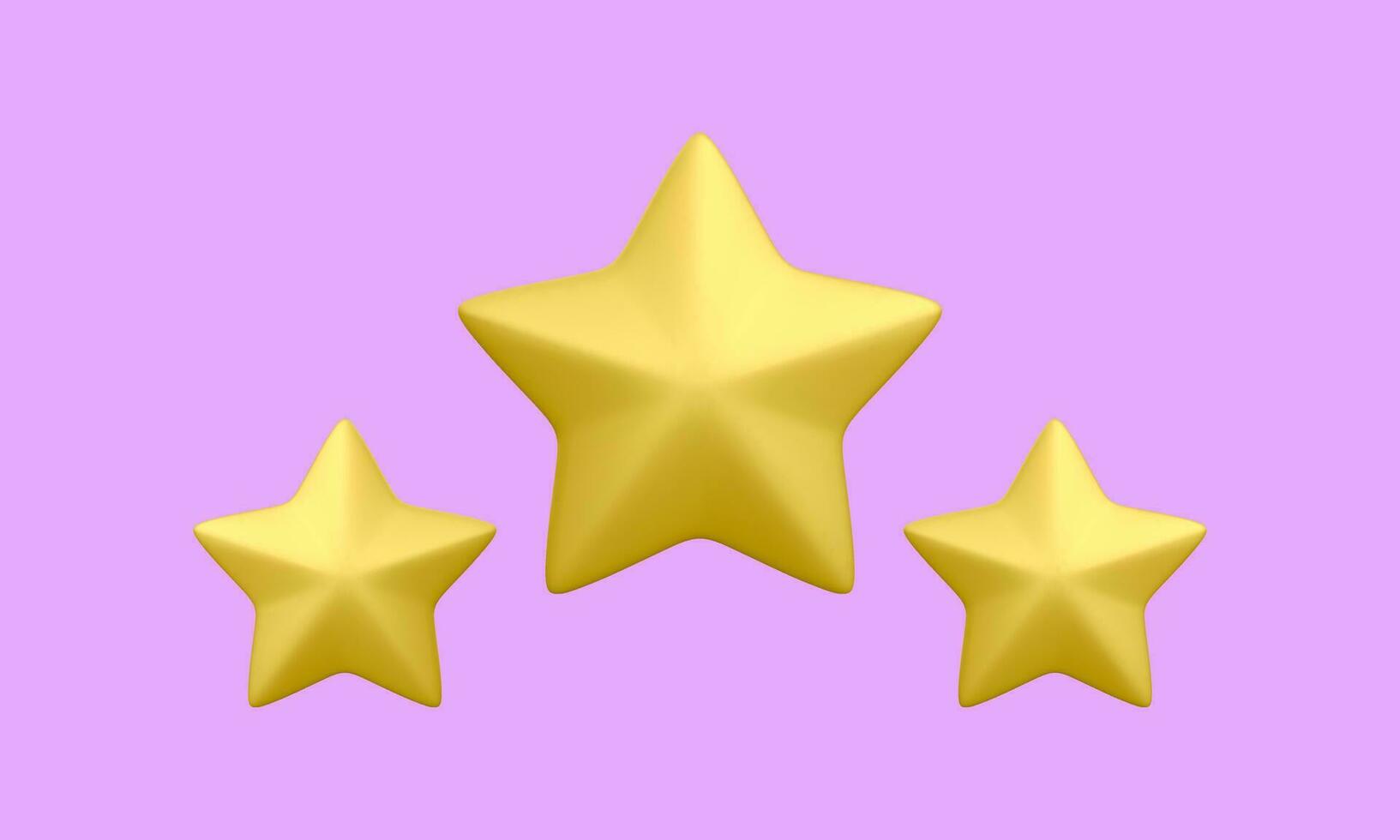 3d realistic three golden stars icons isolated on light background. Customer rating feedback concept for rating product, internet website or mobile application. Vector illustration