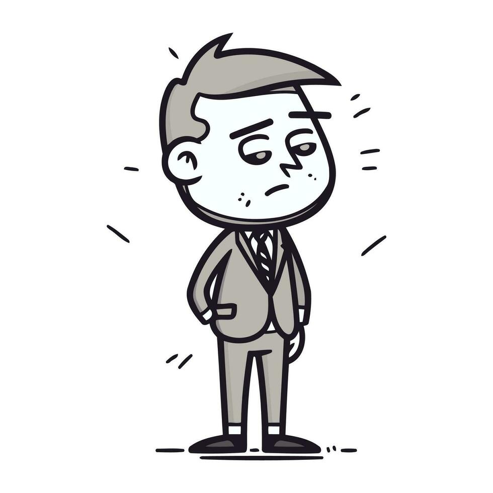 Vector illustration of a man in a suit with a sad expression.