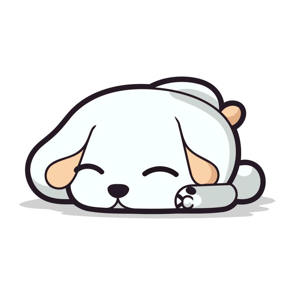 Cute dog sleeping on white background. Vector illustration in cartoon style.