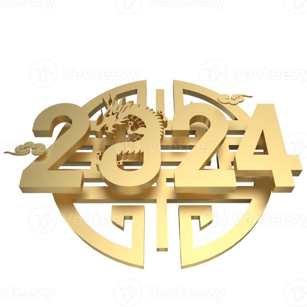 The 2024 year of dragon for holiday concept 3d rendering. png