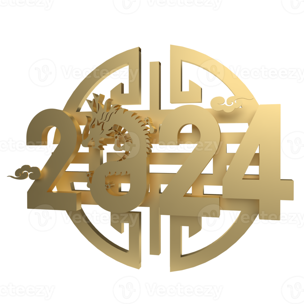 The 2024 year of dragon for holiday concept 3d rendering. png