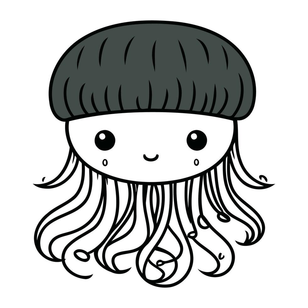 linda pequeño Medusa kawaii personaje vector ilustración icono de diseño