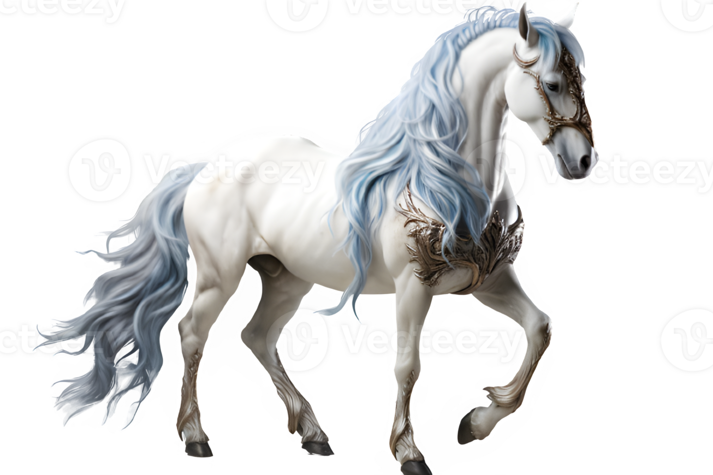 white unicorn png ,white horse isolated on transparent background ,generative ai