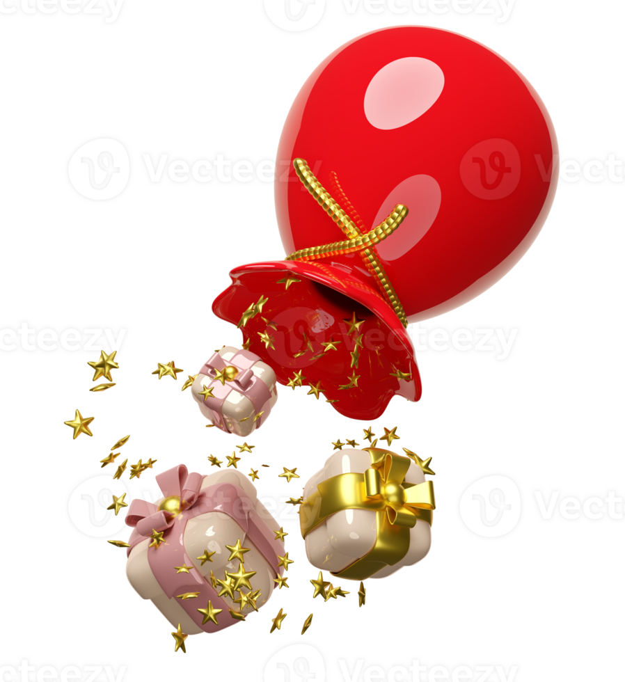 3d geschenk zak met geschenk doos. vrolijk Kerstmis en gelukkig nieuw jaar, 3d geven illustratie png