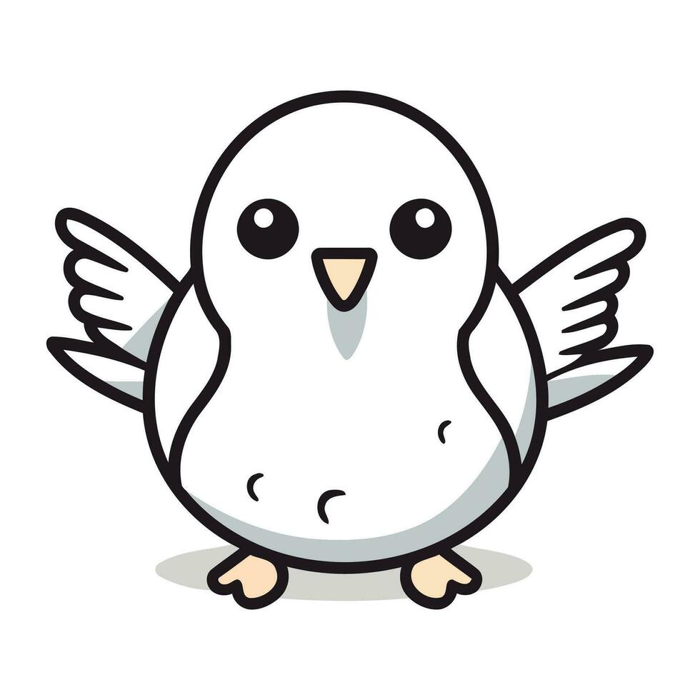 Cute Bird Cartoon Character Vector Illustration. Isolated On White Background