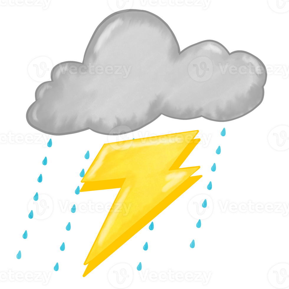 cloud with lightning and rain png