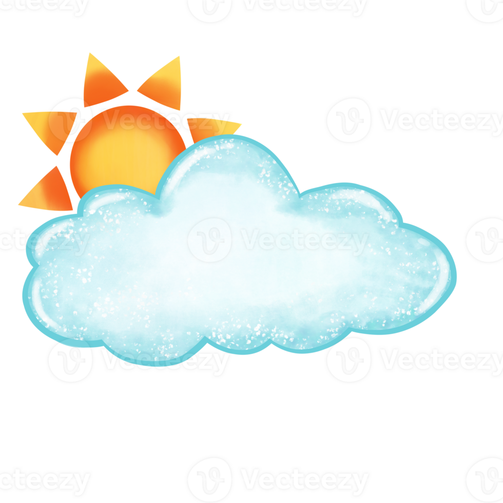 cloud with sun and clouds on transparent background png