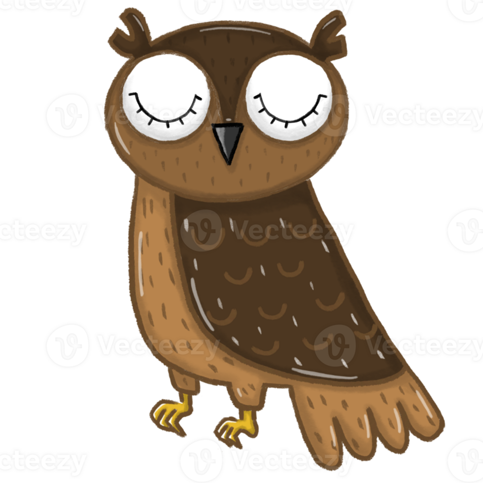 a brown owl with eyes close png