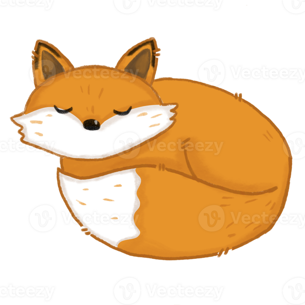 Sleeping orange fox clipart png