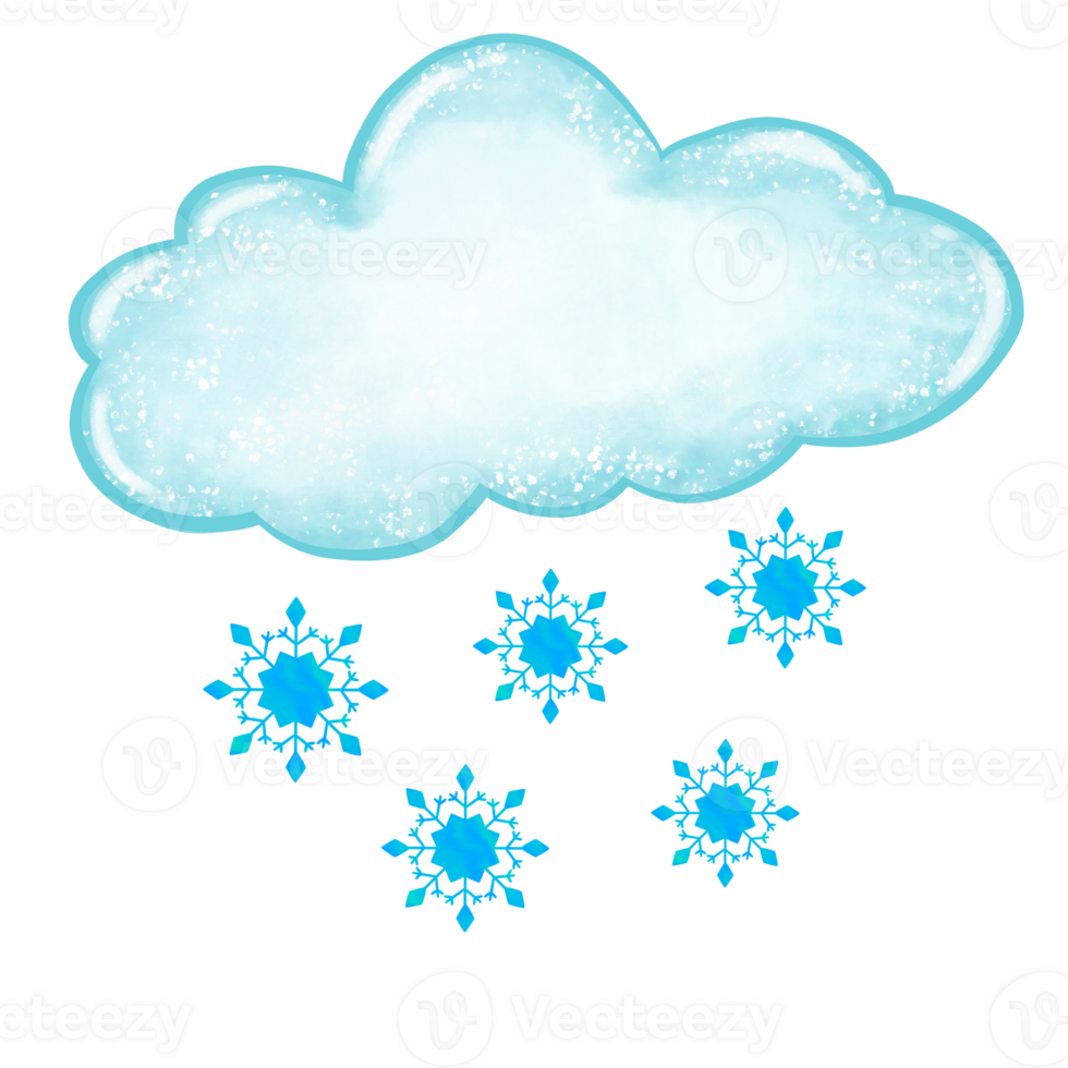 snowflakes and cloud on transparent background png