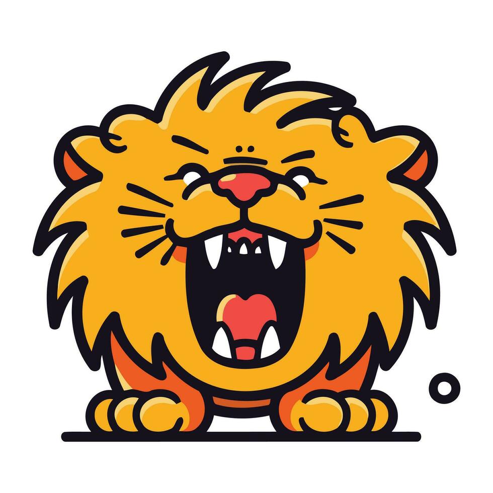 Lion cartoon character. Vector illustration of a cute lion mascot.