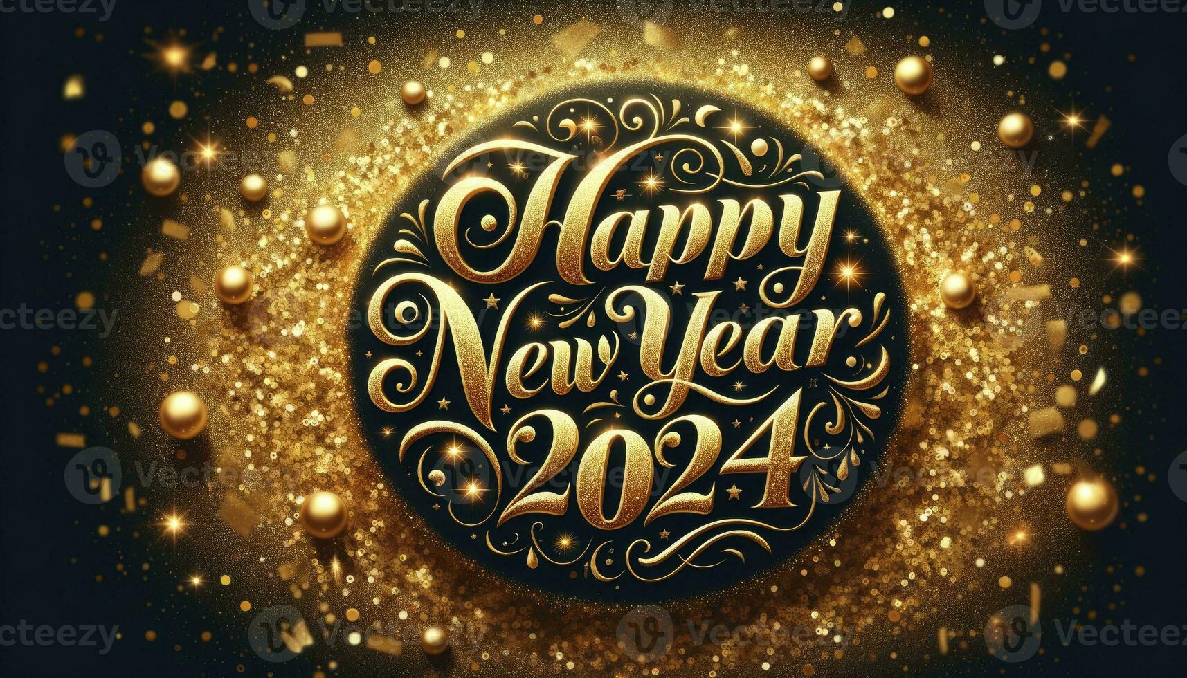 Elegant cursive lettering with a lavish spread of golden glitter, creating a luxurious and festive backdrop. AI Generative photo