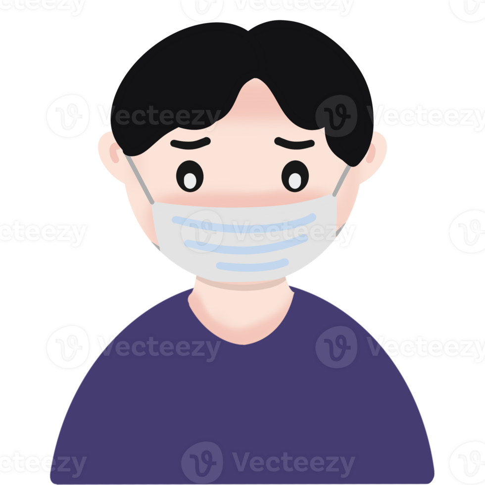 illustration of a person with a purple shirt, person in a mask png