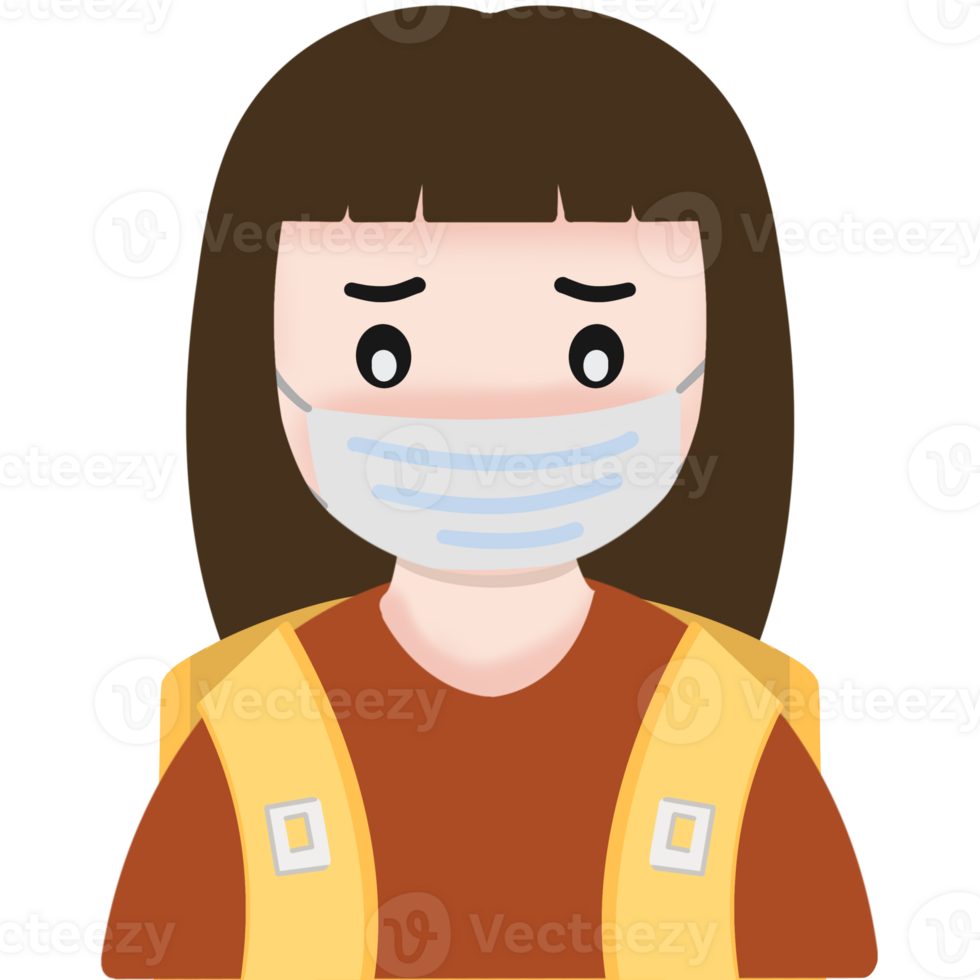 illustration of a person with a red shirt, kid in a mask png
