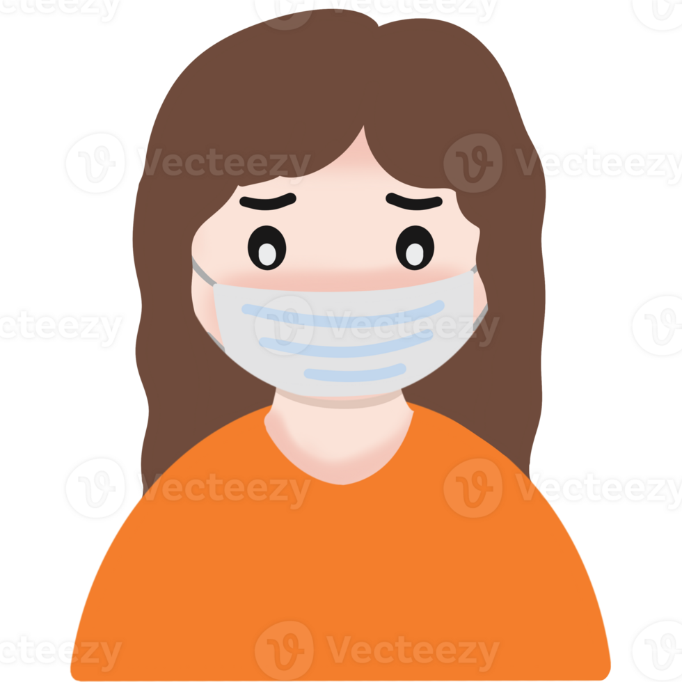 illustration of a person with a orange shirt, person in a mask png