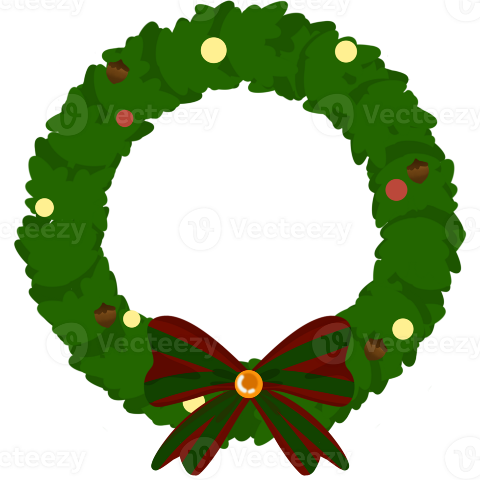 christmas wreath with holly 33229391 PNG