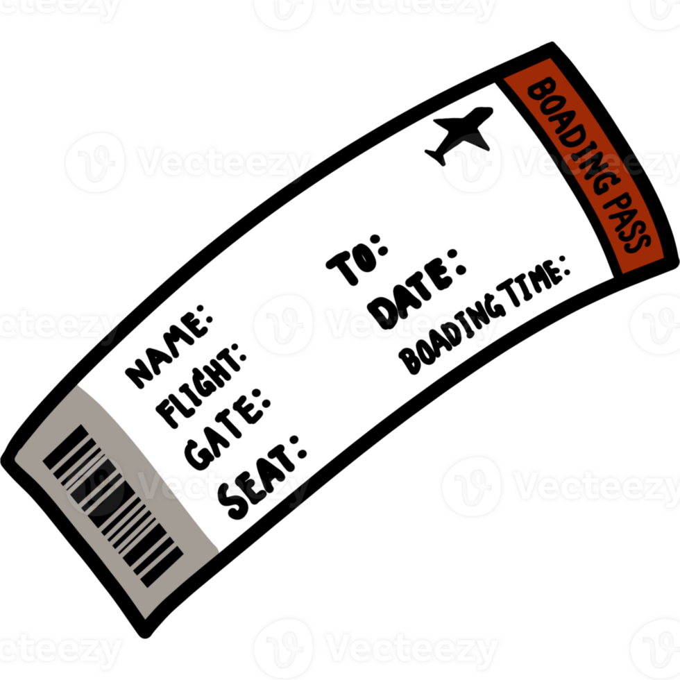 flight ticket, tag with barcode png