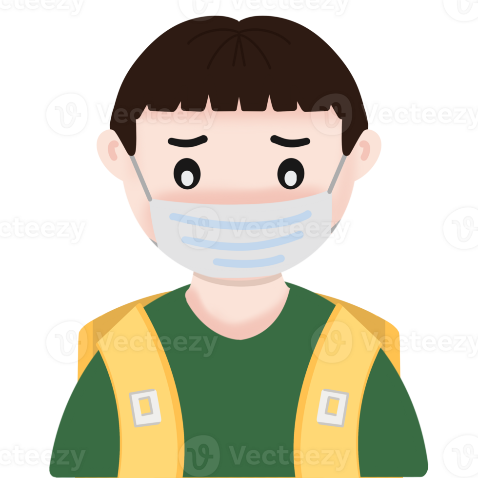 illustration of a person with a green shirt, kid in a mask png