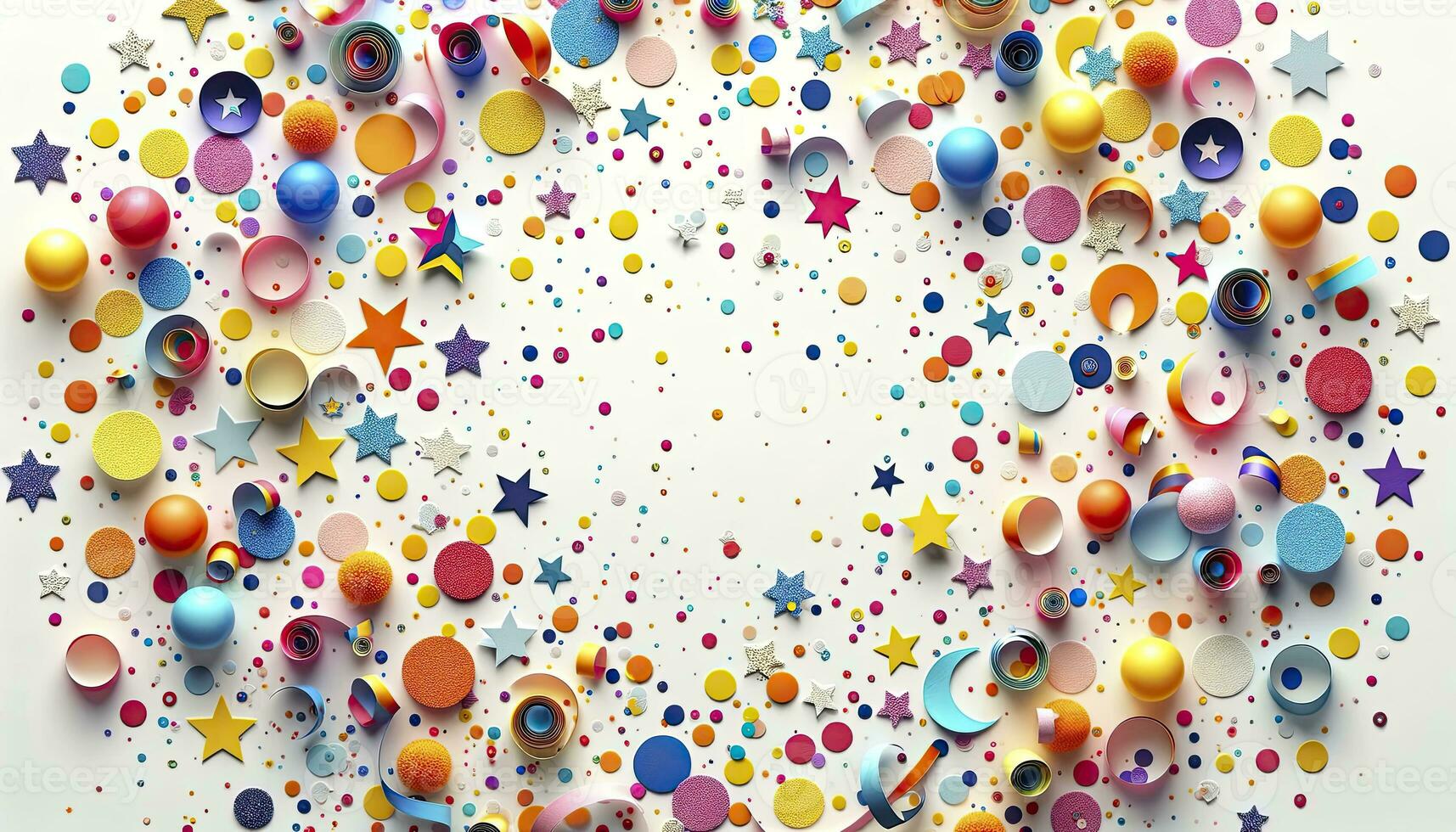 Showcasing multicolored confetti in various shapes. AI Generative photo