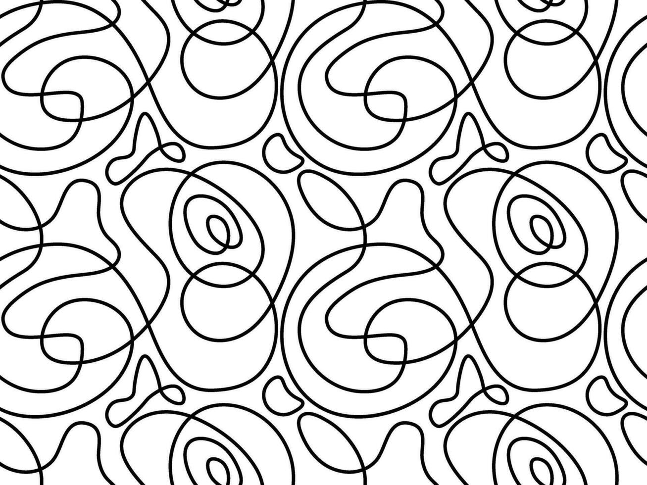 Seamless vector pattern of abstract continuous single line. One line art, geometry, wave, doodle