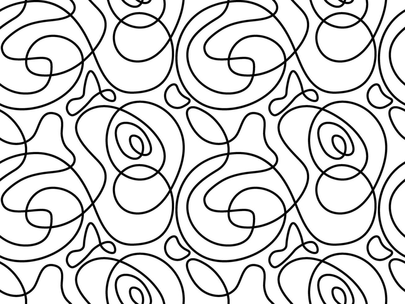 Seamless vector pattern of abstract continuous single line. One line art, geometry, wave, doodle