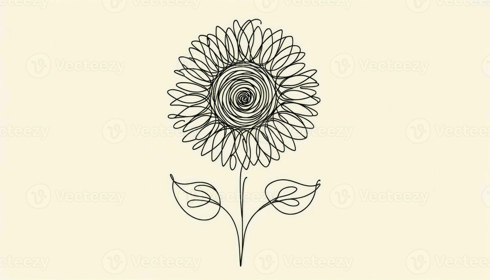 A single-stroke art of a sunflower. AI Generated photo