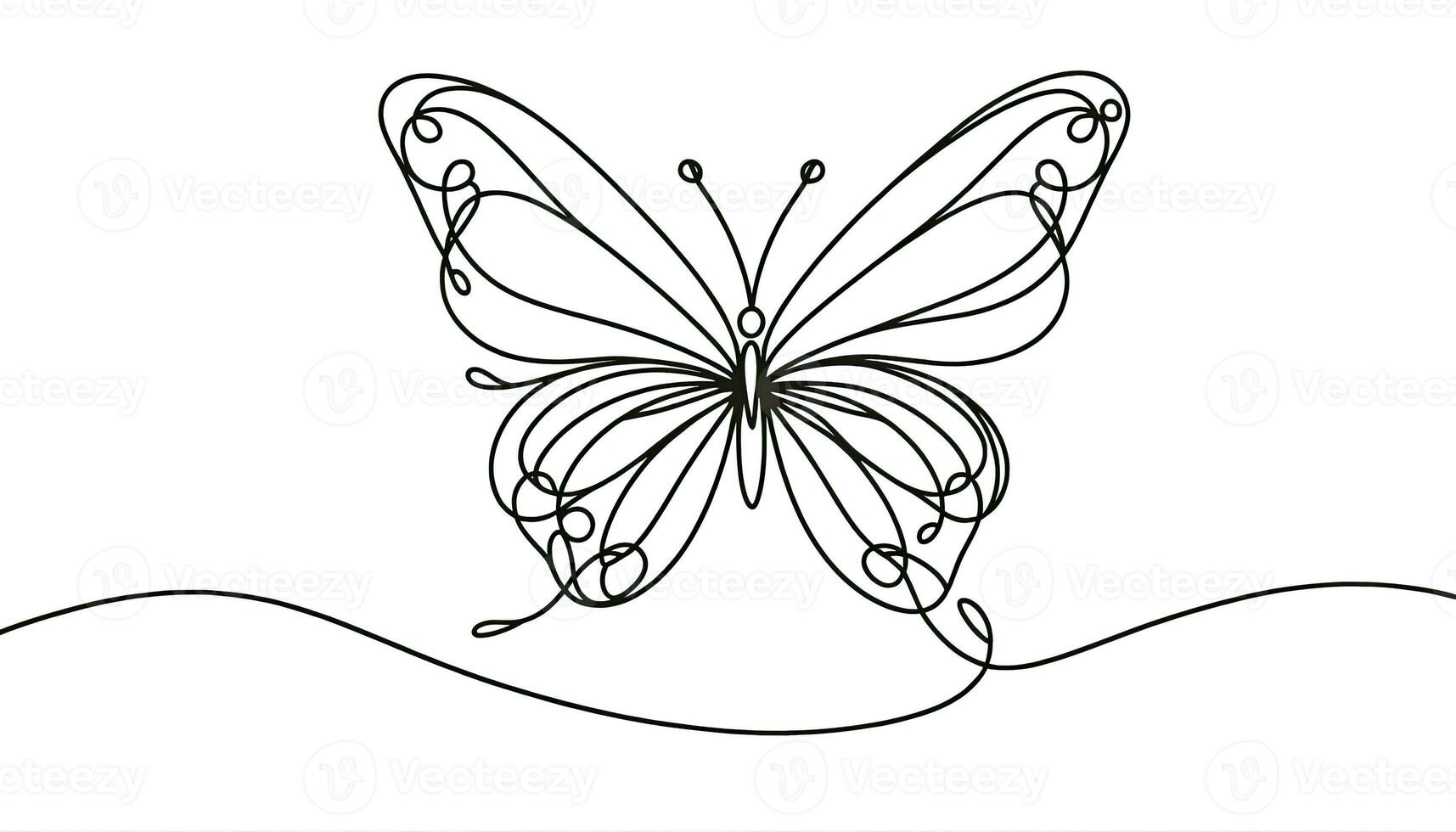 ilustración de un mariposa creado utilizando un soltero continuo línea, capturar sus esencia en un minimalista y elegante manera. ai generativo foto