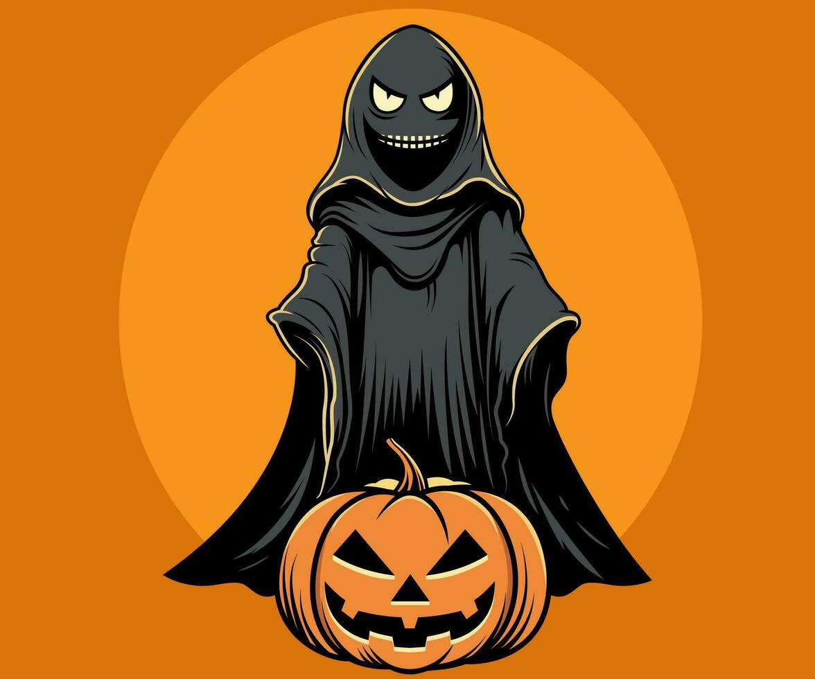Black ghost illustration Halloween concept vector