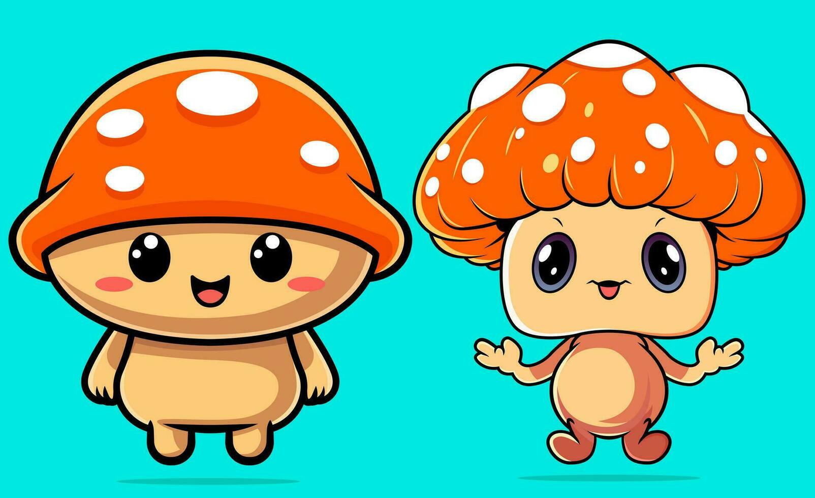 Cute cartoon mushrooms illustration vector