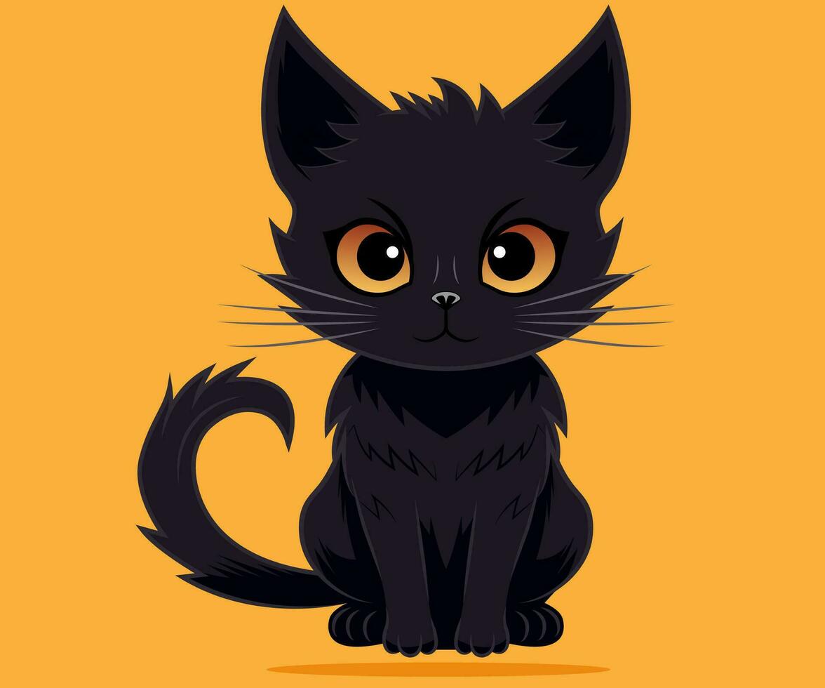 Black cat illustration, Halloween concept vector