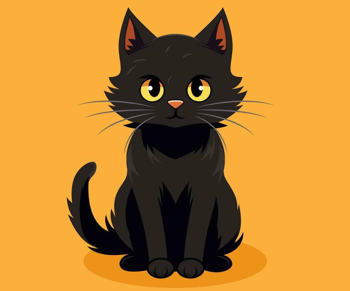 Black cat illustration, halloween concept vector