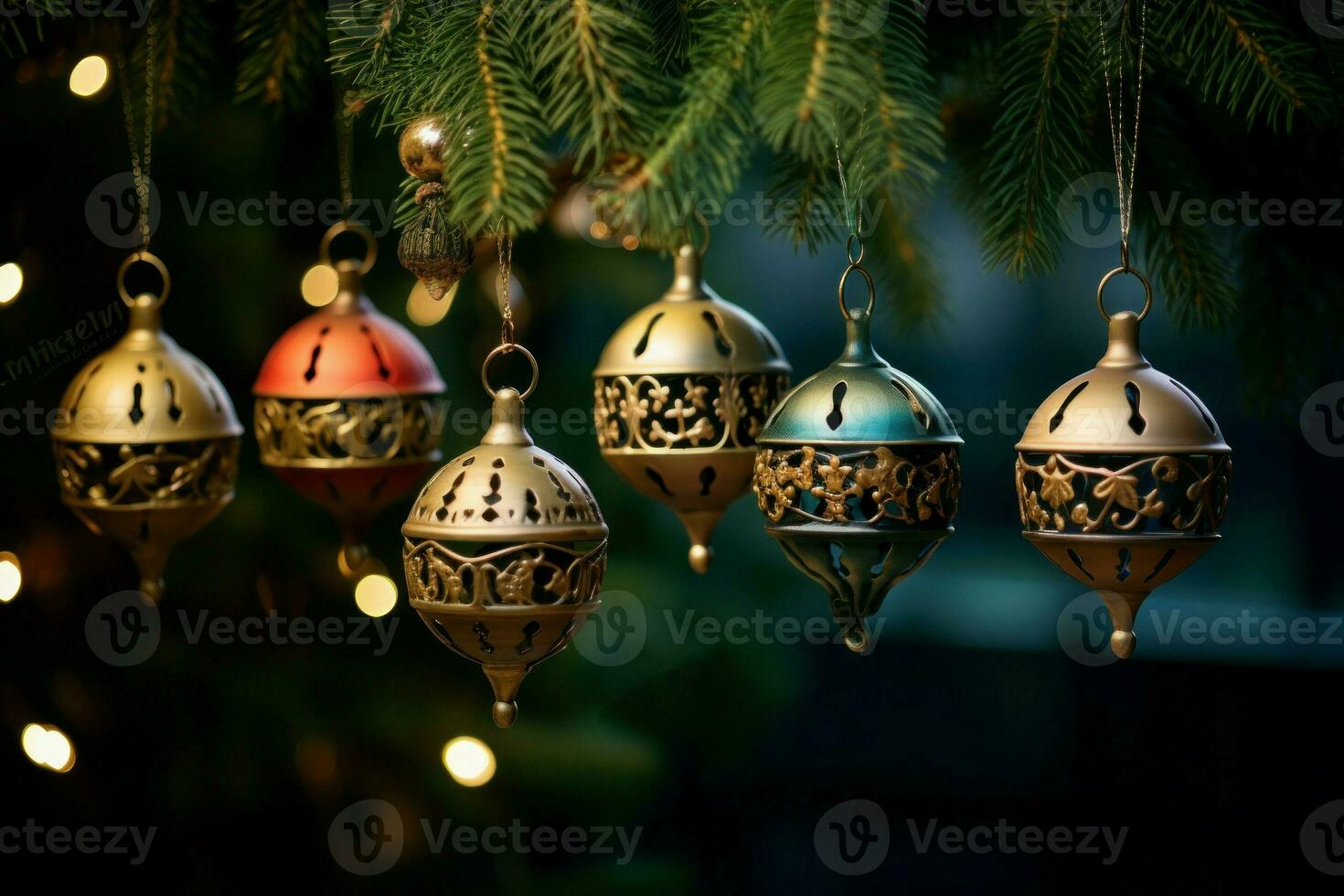 Ornamental Christmas tree holiday. Generate Ai photo