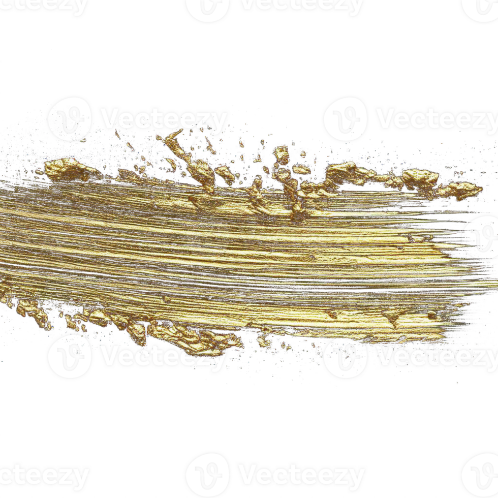 or peindre brosse diffamer accident vasculaire cérébral. abstrait or étincelant texturé tache sur transparent Contexte. ai génératif. png