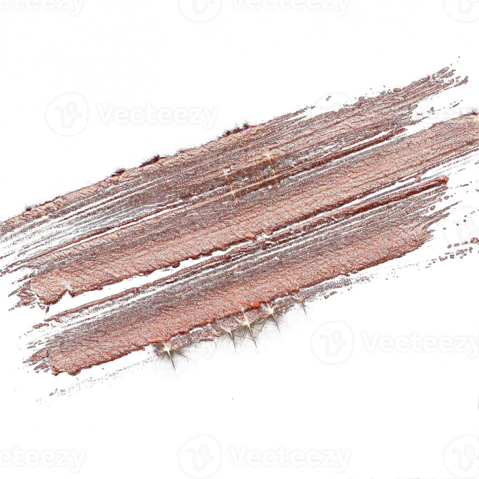 Rose gold paint brush smear stroke. Abstract gold glittering textured stain on transparent background. AI Generative. PNG