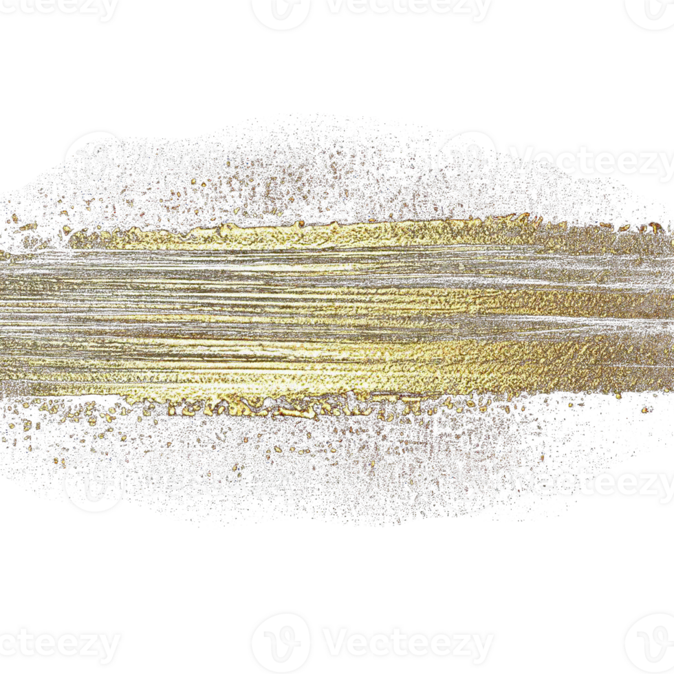 oro pintar cepillo frotis ataque. resumen oro reluciente texturizado manchar en transparente antecedentes. ai generativo. png