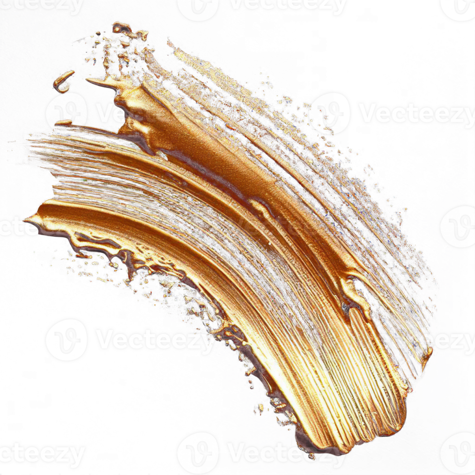 oro pintar cepillo frotis ataque. resumen oro reluciente texturizado manchar en transparente antecedentes. ai generativo. png