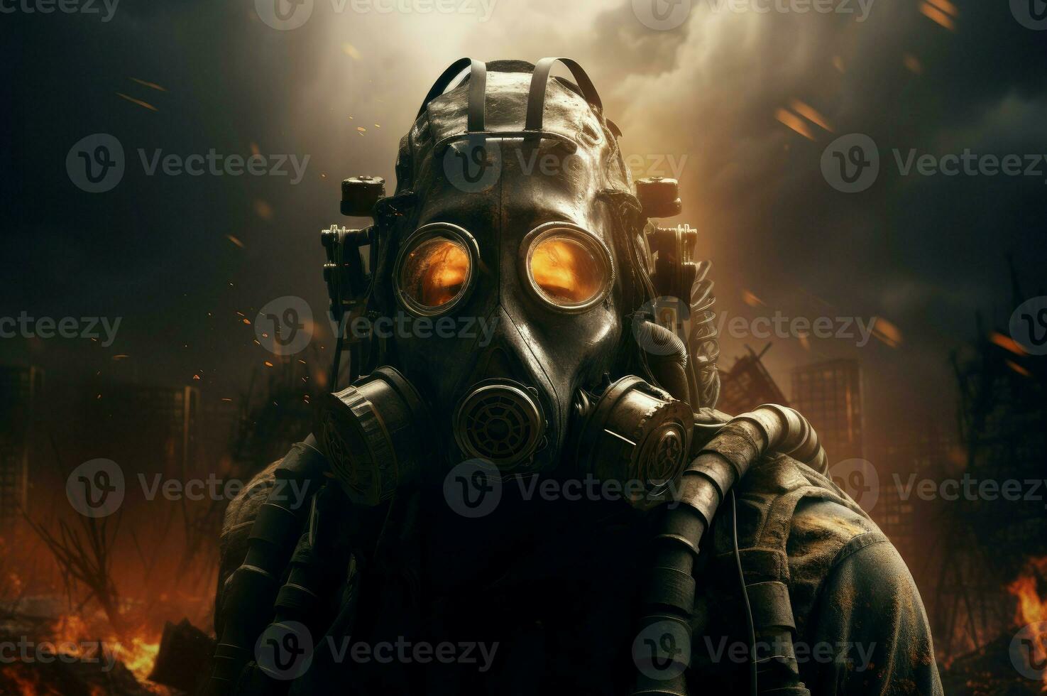 Specialized Man gas mask. Generate Ai photo