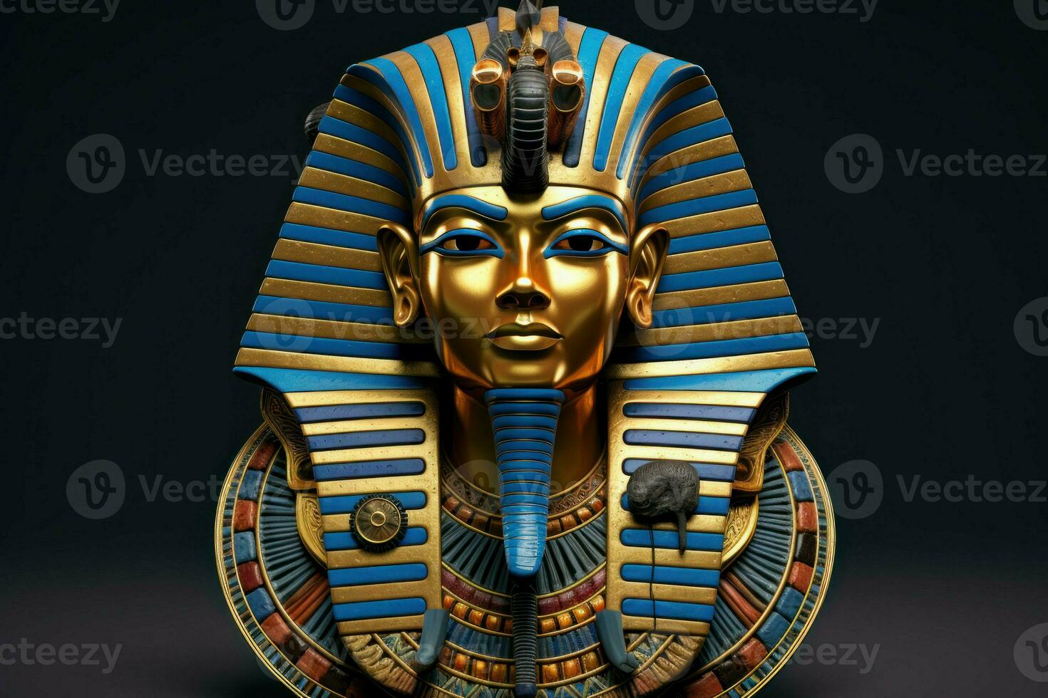 Golden Egyptian king head. Generate Ai photo