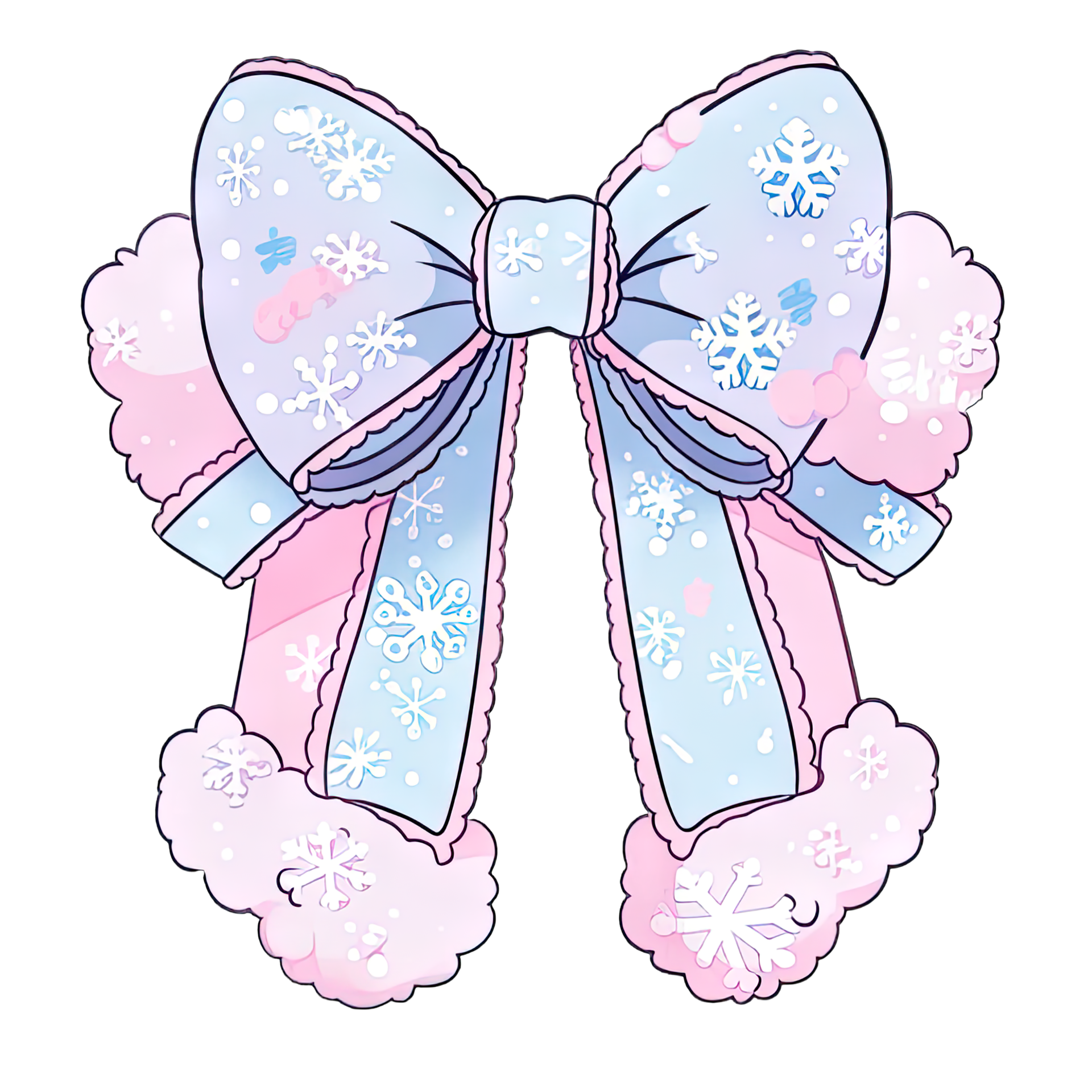 Pastel bow and fluffy, cute ribbon, kawaii style accessory ,ai